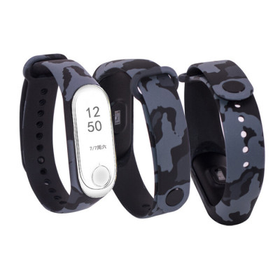 Ремешок Силикон Mi Band 5/6 Камуфляж Серый