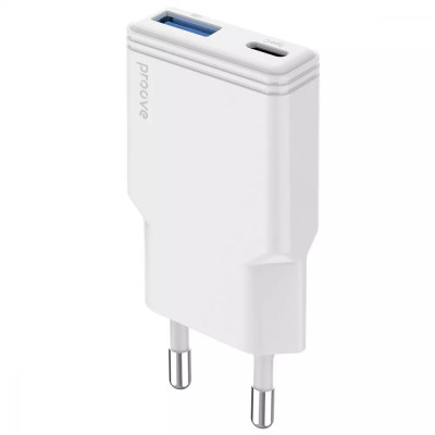 Сетевое зарядное устройство Proove Slender 30w (Type-C + USB) Белый