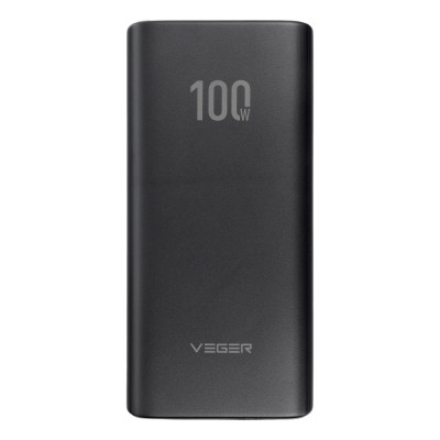 Універсальна мобільна батарея Повербанк VEGER T100 20000mAh 100W Чорний