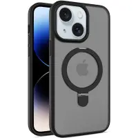 Чехол накладка Metal Buttons Colorful with MagSafe HQ Ring iPhone 13/ iPhone 14 Черная