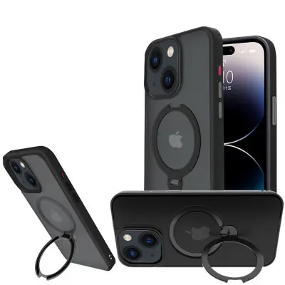 Чохол накладка Metal Buttons with MagSafe Colorful HQ Ring iPhone 13/ iPhone 14 Чорна Чохол накладка Metal Buttons with MagSafe Colorful HQ Ring iPhone 13/ iPhone 14 Чорна