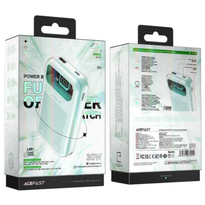 Універсальна мобільна батарея Повербанк Acefast M2-2000 20000mAh 30W Бірюзовий (Mountain Mist)