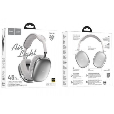 Беспроводные полноразмерные наушники Hoco W35 Air Silver Stereo Bluetooth Headphones, серебряные