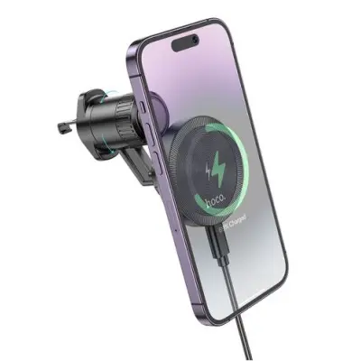 Автодержатель Hoco HW6 с БЗУ Black, Чёрный