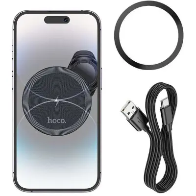 Автодержатель Hoco HW6 с БЗУ Black, Чёрный