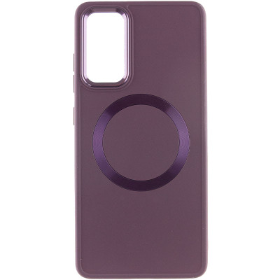 Чехол накладка Bonbon Metal MagSafe Samsung G990 S21 FE Бордовая / Plum