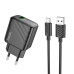 Мережевий зарядний пристрій Hoco CS21A1USB/QC 3.0 + Type-C Чорний