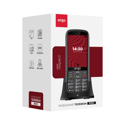 Мобільний телефон Ergo R351 Dual Sim Black, чорний