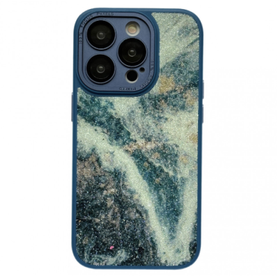 Чохол накладка Glitter Marble iPhone 13 Синя