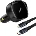 Автомобильное зарядное устройство Baseus Enjoyment c встроенным кабелем 2in1 Type-C/ Lightning 30W Black, Черный