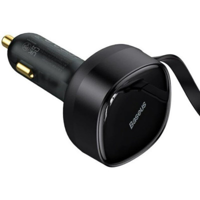 Автомобільний зарядний пристрій Baseus Enjoyment з вбудованим кабелем 2in1 Type-C/ Lightning 30W Black, Чорний
