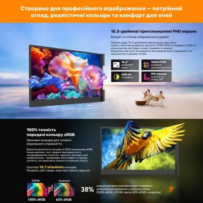Додатковий Монітор 15.3" Blackview DCM8 Dual Grey (BVDCM8)