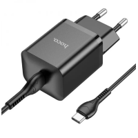 Мережевий зарядний пристрій Hoco N27 PD 20W + Кабель Type-C to Type-C Black, Чорний