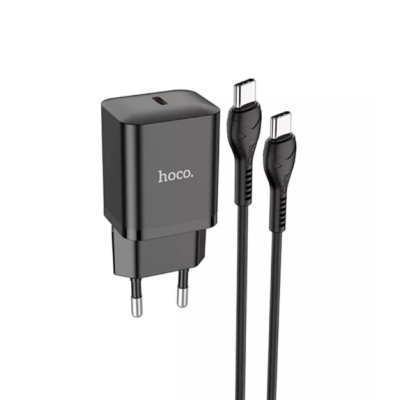 Мережевий зарядний пристрій Hoco N27 PD 20W + Кабель Type-C to Type-C Black, Чорний