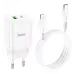 Мережевий зарядний пристрій  Hoco N28 1PD+1USB 20W + Кабель Type-C to Lightning White, Білий