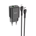 Сетевое зарядное устройство Hoco N28 1PD+1USB 20W + Кабель Type-C to Lightning Black, Черный