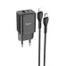 Мережевий зарядний пристрій  Hoco N28 1PD+1USB 20W + Кабель Type-C to Lightning Black, Чорний