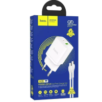 Мережевий зарядний пристрій Hoco N28 1PD+1USB 20W + Кабель Type-C to Type-C White, Білий