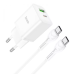 Сетевое зарядное устройство Hoco N28 1PD+1USB 20W + Кабель Type-C to Type-C White, Белый