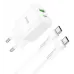 Мережевий зарядний пристрій Hoco N28 1PD+1USB 20W + Кабель Type-C to Type-C White, Білий