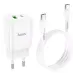 Мережевий зарядний пристрій Hoco N28 1PD+1USB 20W + Кабель Type-C to Type-C White, Білий