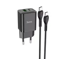Сетевое зарядное устройство Hoco N28 1PD+1USB 20W Type-C to Type-C Black, Чёрный Сетевое зарядное устройство Hoco N28 1PD+1USB 20W Type-C to Type-C Black, Чёрный
