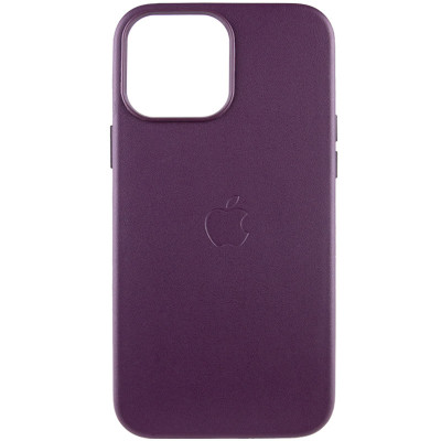 Чохол накладка Leather Case with MagSafe iPhone 14 Pro Max Темно-вишневий/Dark Cherry (AA+)