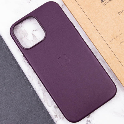 Чохол накладка Leather Case with MagSafe iPhone 14 Pro Max Темно-вишневий/Dark Cherry (AA+)