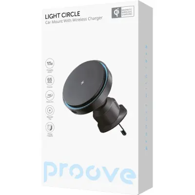 Автотримач Proove Light Circle 15W Black, Чорний