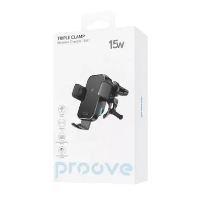Автотримач Proove Triple Clamp 15W Black, Чорний