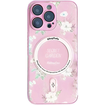 Чехол накладка Secret Garden with MagSafe iPhone 16 Pro Max Розовая