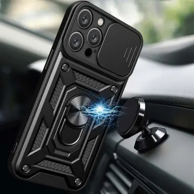 Чехол накладка Camshield Army Ring Iphone 12/12 Pro Черная