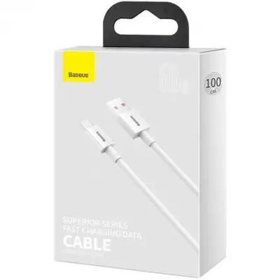 Кабель дата Baseus Superior 66W Type-C 1м Белый