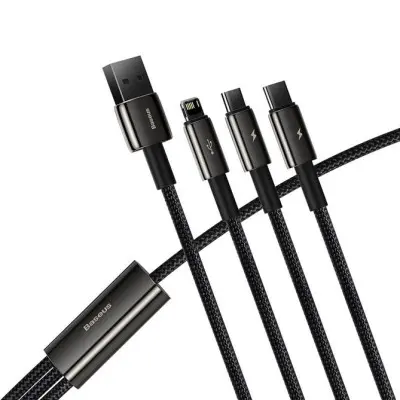 Кабель Baseus Tungsten 3in1 1.5м Чёрный Кабель Baseus Tungsten 3in1 1.5м Чёрный
