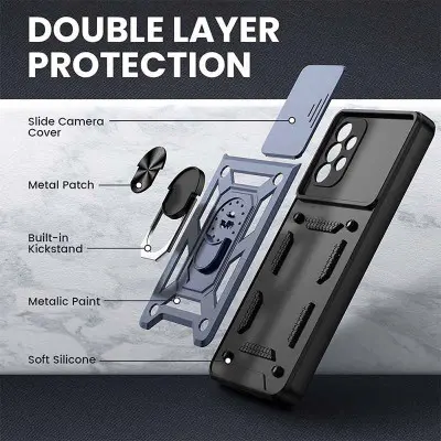 Чехол накладка Serge Ring Camshield Samsung A325 (A32) Синяя