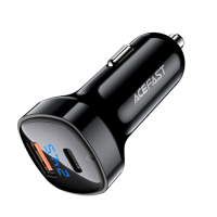 Автомобильное зарядное устройство Acefast B4 (USB+Type-C) Display 66W Черный
