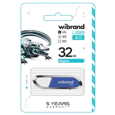 Флеш память USB 32Gb Wibrand Aligator USB 2.0 Синяя