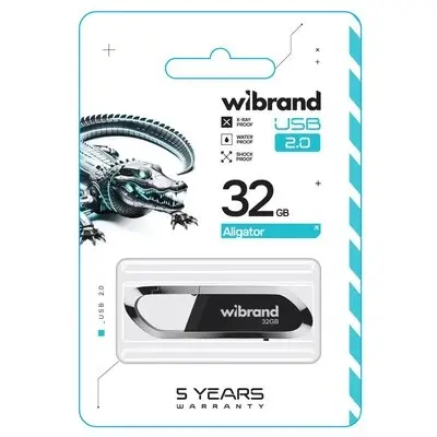 Флеш память USB 32Gb Wibrand Aligator USB 2.0 Чорная