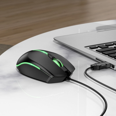 Проводная Мышь USB Hoco GM37 Black, черная