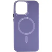 Чохол накладка Bonbon Leather MagSafe iPhone 14 Pro Сіра/ Lavander