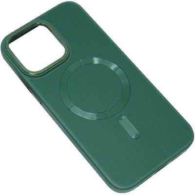 Чехол накладка Bonbon Leather MagSafe iPhone 14 Pro Max Зеленая/ Pine Green