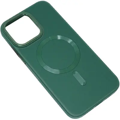 Чехол накладка Bonbon Leather MagSafe iPhone 14 Pro Max Зеленая/ Pine Green