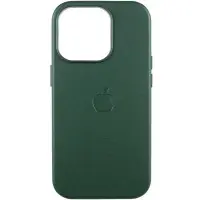Чехол накладка Leather Case with MagSafe iPhone 16 Pro Зеленая (AAA)