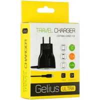 Сетевое зарядное устройство Gelius Ultra 2USB+Type-C 2.1A Black, Чёрный