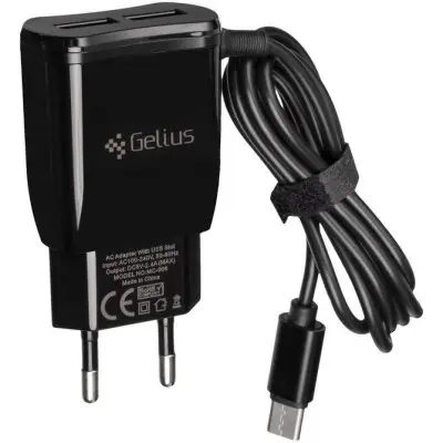 Сетевое зарядное устройство Gelius Ultra 2USB+Type-C 2.1A Black, Чёрный Сетевое зарядное устройство Gelius Ultra 2USB+Type-C 2.1A Black, Чёрный