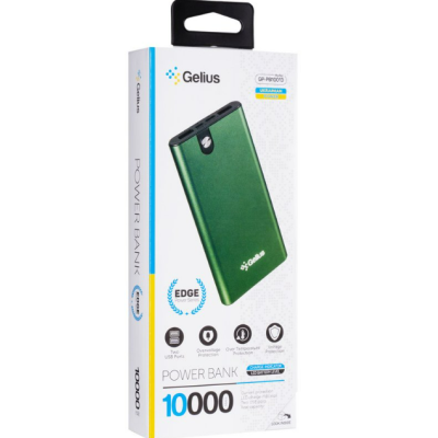 Универсальная мобильная батарея Повербанк Gelius Pro Edge 10000mAh Зеленый