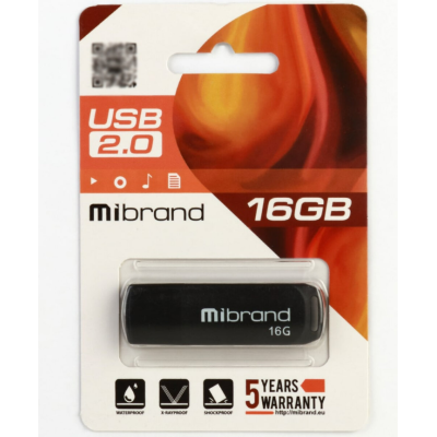 Флеш пам\'ять USB 16Gb Mibrand Mink USB 2.0 Black, Чорний