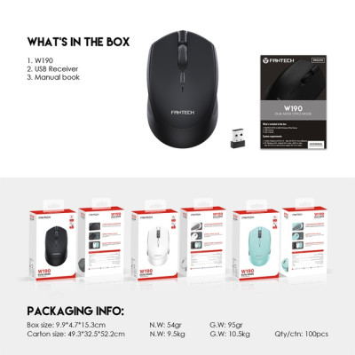 Беспроводная мышь BT Fantech W190 Black, Черная