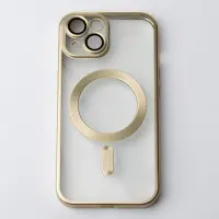 Чехол Накладка Metal Matte MagSafe iPhone 13 Золотая