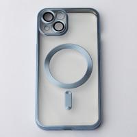 Чехол Накладка Metal Matte MagSafe iPhone 13 Синяя